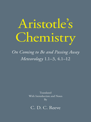 cover image of Aristotle's Chemistry